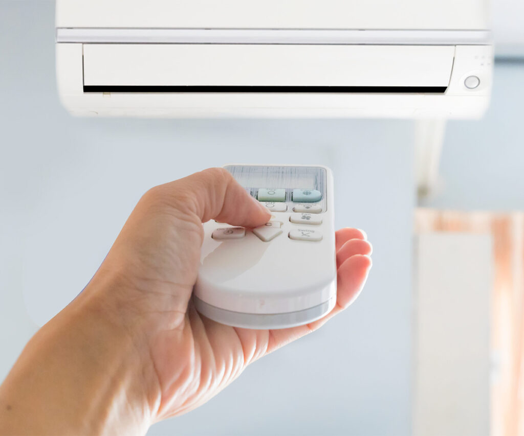 Hand adjusting remote for indoor humidity control near wall unit